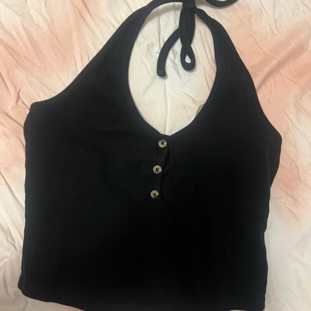 Garage Black Sleeveless Tie Front Tank Top